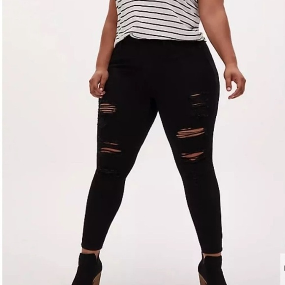 torrid Denim - TORRID Sky High Skinny High Rise Denim Jeans Black Stretch Size 18T Tall